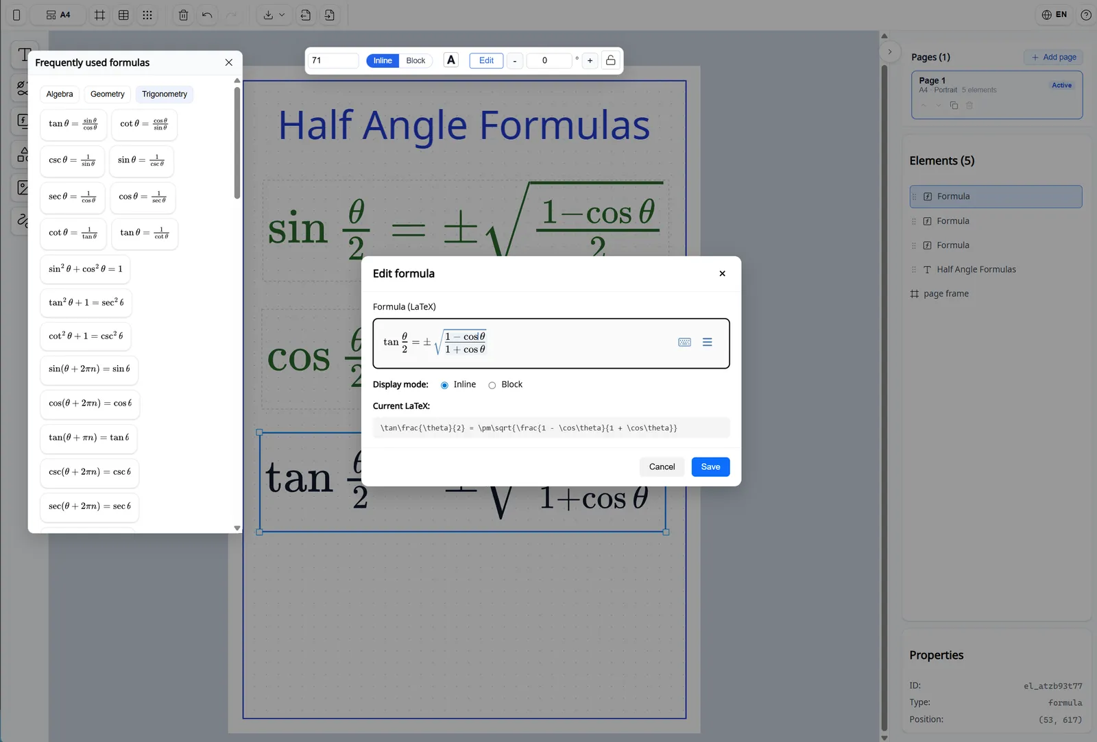 Рабочее пространство визуальной математики 2